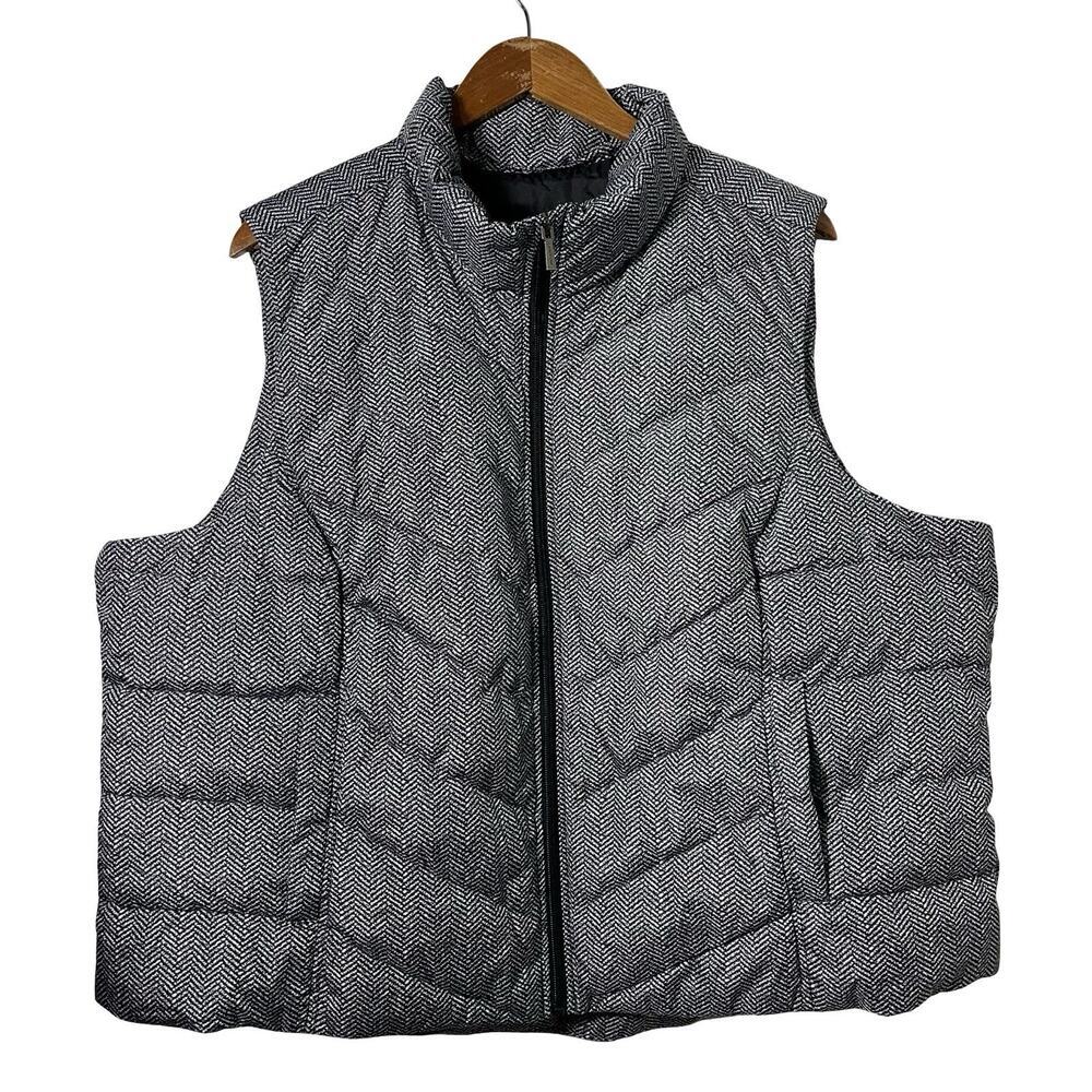Lands End Womens Max 600 Down Puffer Packable Vest Size 2XP‎ Chevron Outdoor NWT